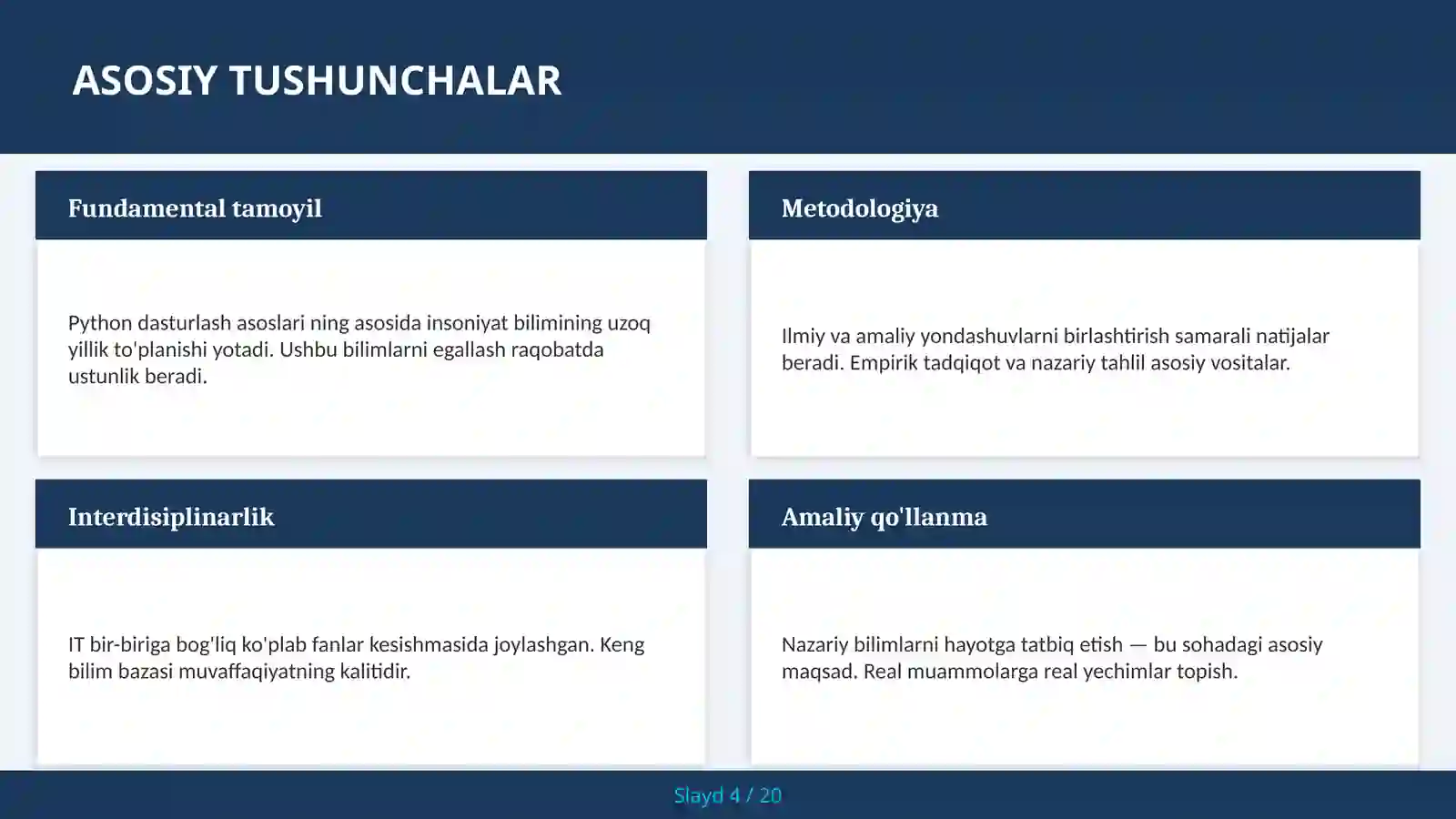 PYTHON DASTURLASH ASOSLARI 4
