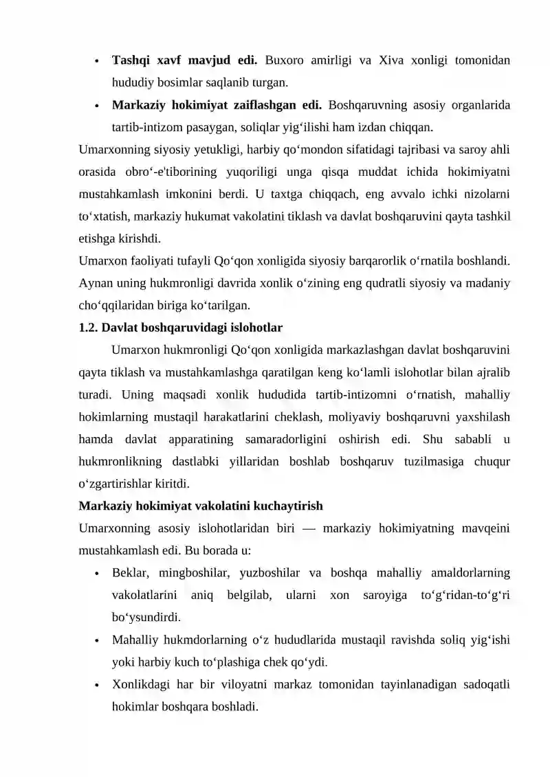 Umarxon davrida Qo 'qon xonligi 4