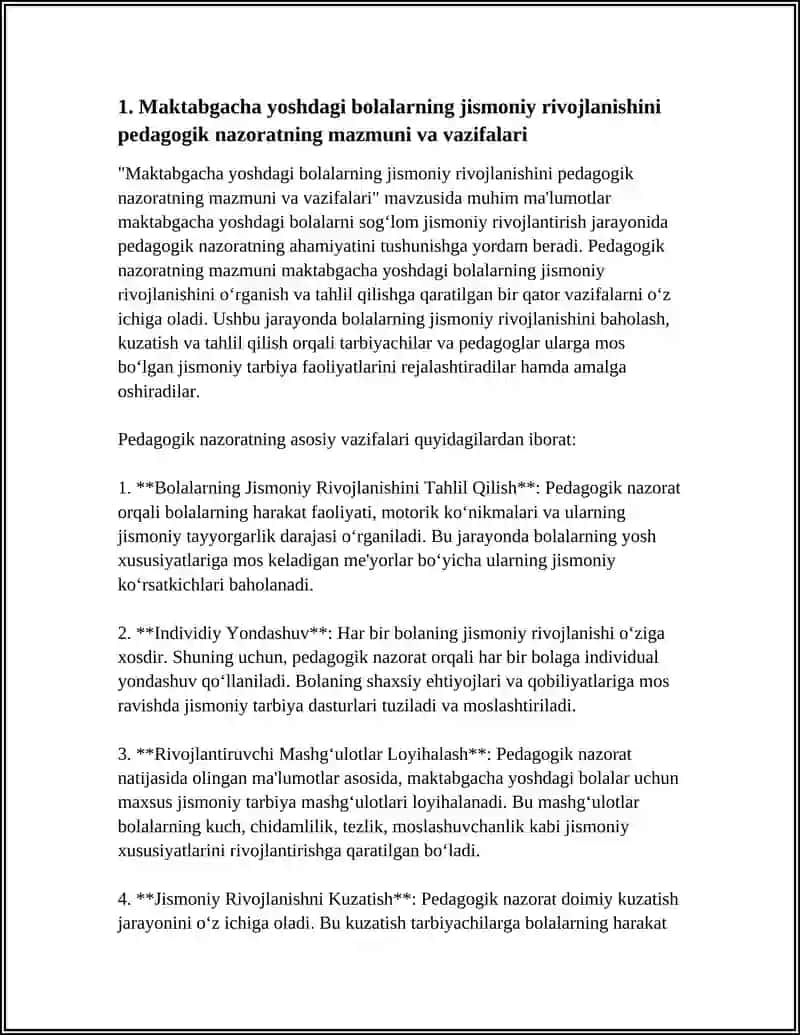 Maktabgacha Yoshdagi Bolalarning Jismoniy Rivojlanishi Ustida Pedagogik Nazorat 4