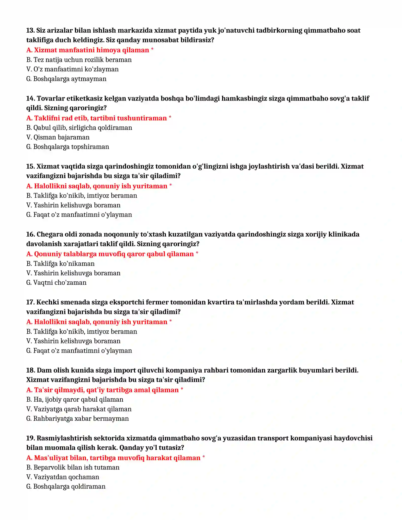 TEST SAVOLLARI (№ 11) 4