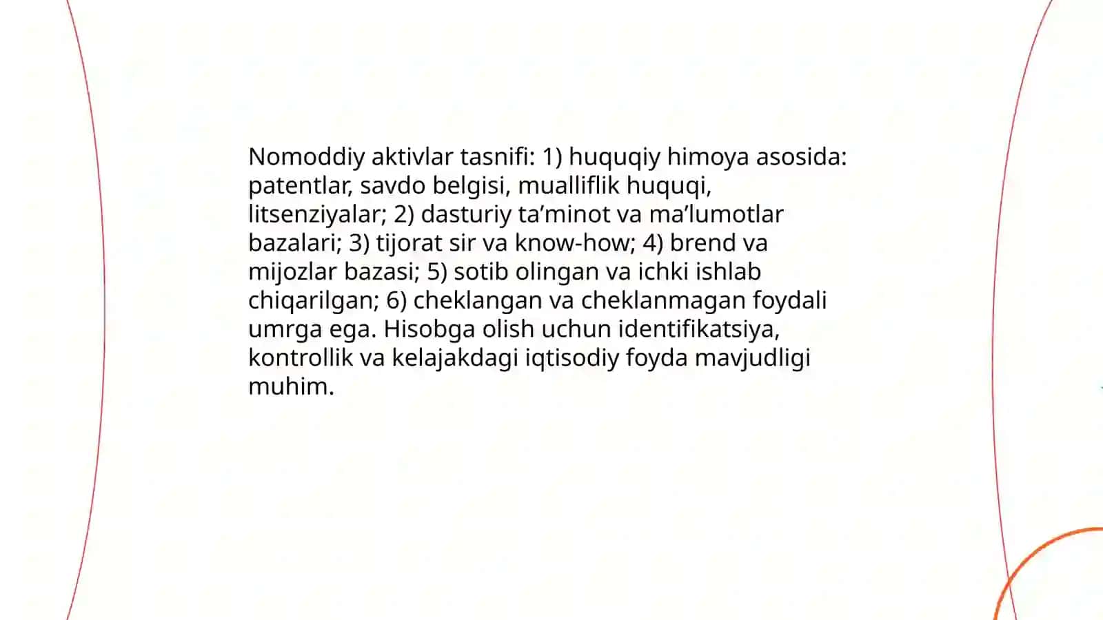 Nomoddiy aktivlarni hisobga olish va ularning biznes qiymati 4