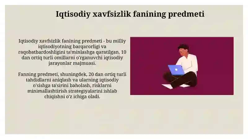 Iqtisodiy xavfsizlik fanining maqsadi 4