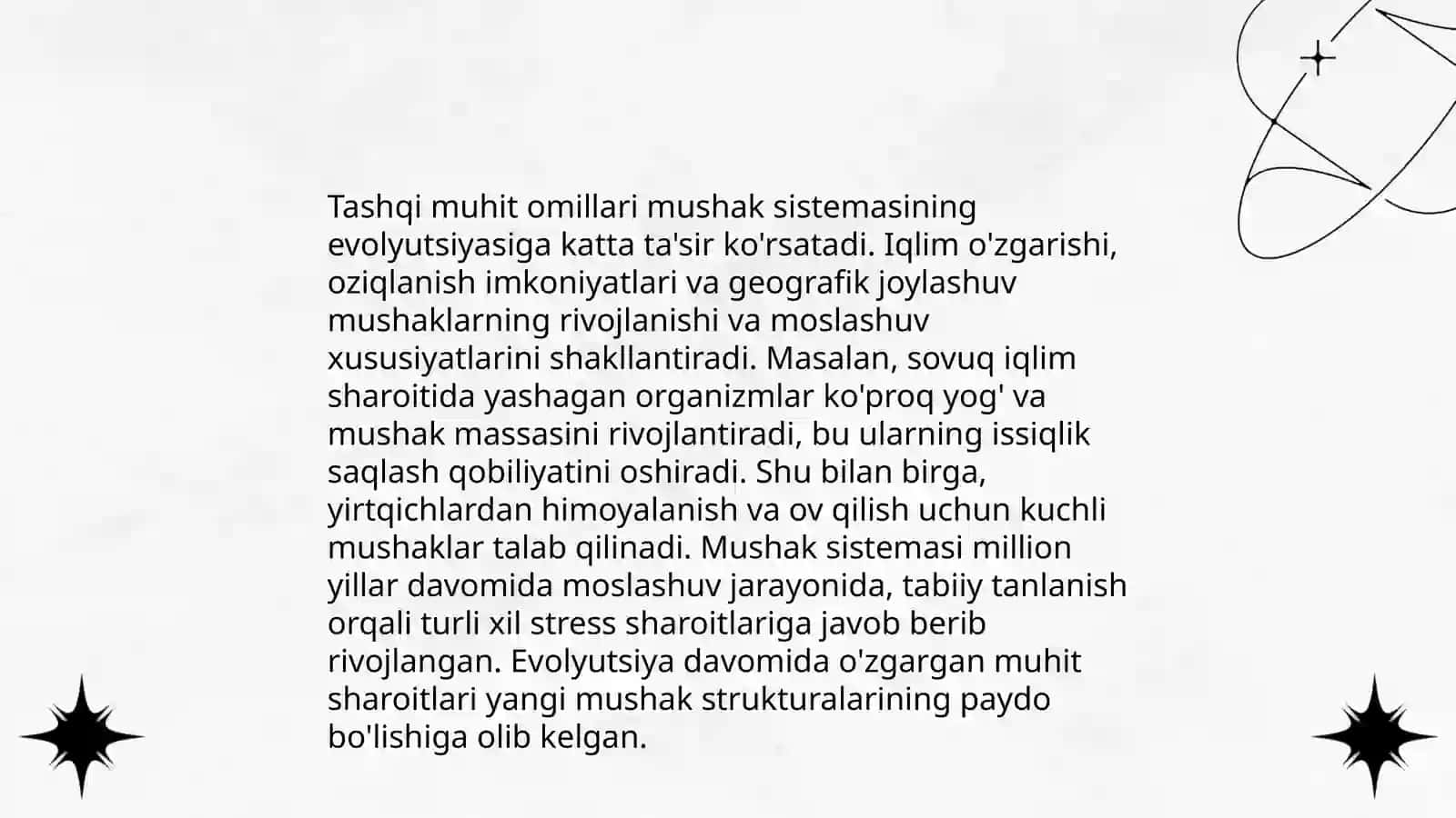 Muskul sistemasi filo- va ontogenezi taraqqiyotiga tashqi omillarning ta'siri 4