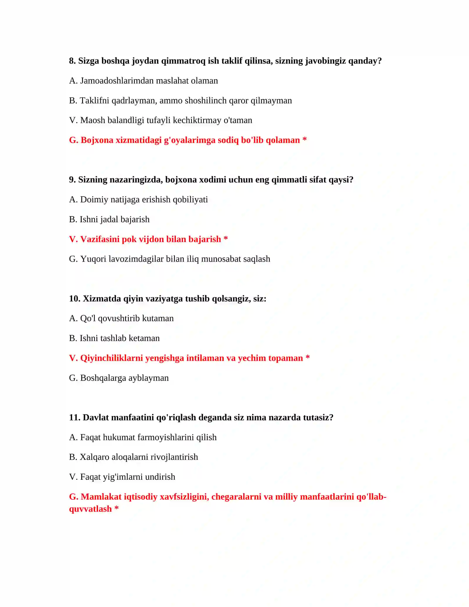 Bojxona Konstitutsiya Test Savollari 4