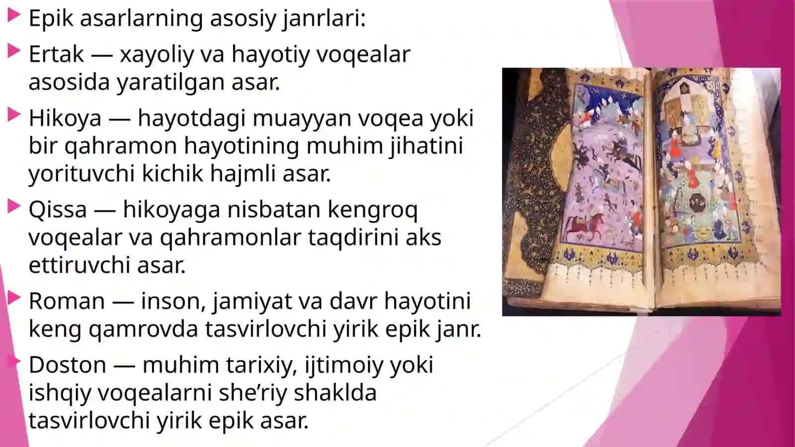 Epik asarlar tahlili, matn ustida ishlash yo‘llari (“Xamsa” dostonlari misolida) 4