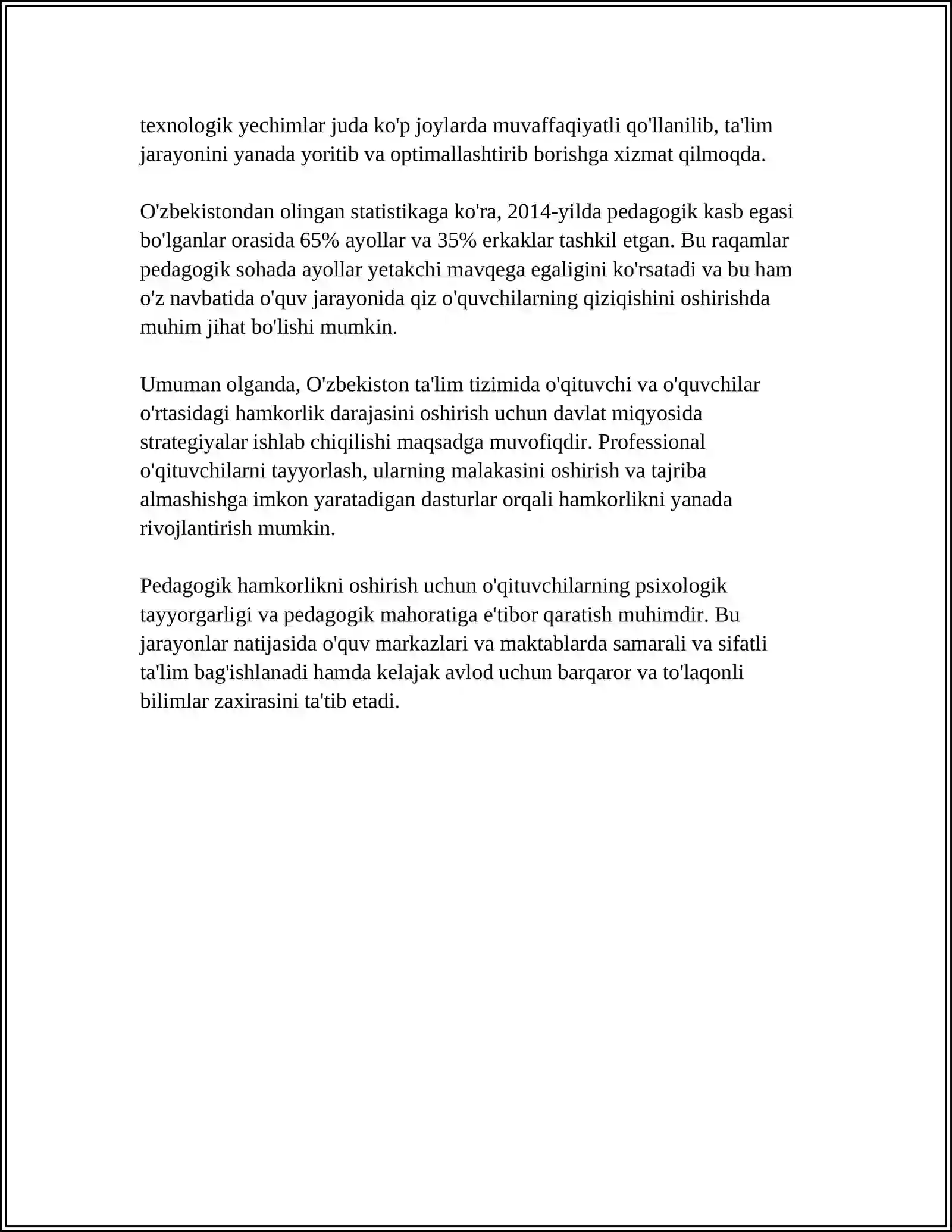 O‘QITUVCHI VA O‘QUVCHILARNING PEDAGOGIK HAMKORLIGI - PEDAGOGIK KONFLIKTLARNI HAL ETISH SHAKLLARIDAN BIRI 4