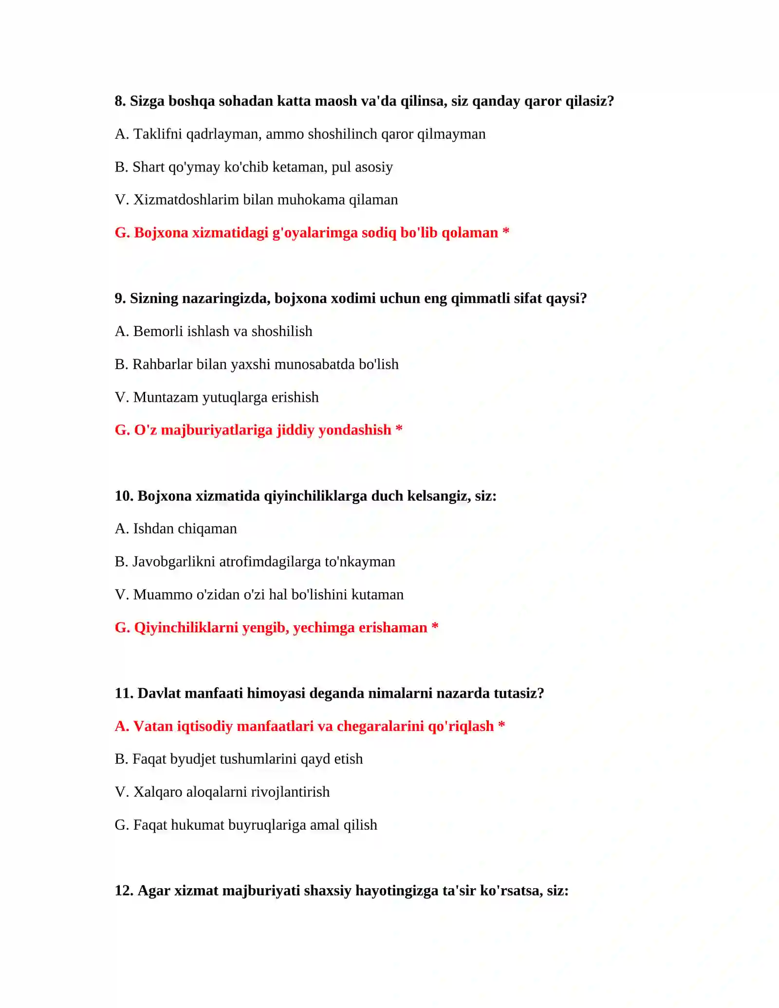Bojxona rejimlari test savollari 4