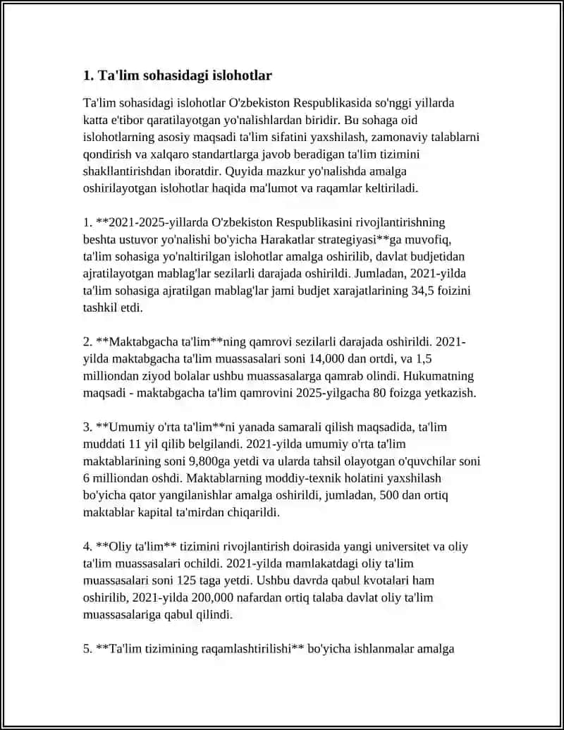 O'ZBEKISTONDA IJTIMOIY SOHADA AMALGA OSHIRILAYOTGAN O'ZGARISHLAR 4
