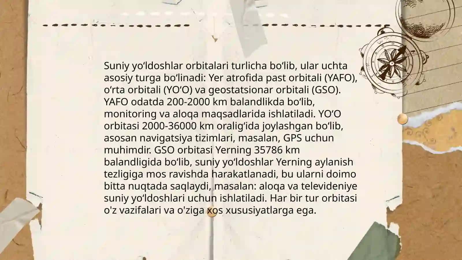 Yer atmosferasi aktiv harakat suniy yoʻldoshlarni moʻljallangan orbitaga koʻp impuls chiqarish Orbital manyovirlar 4