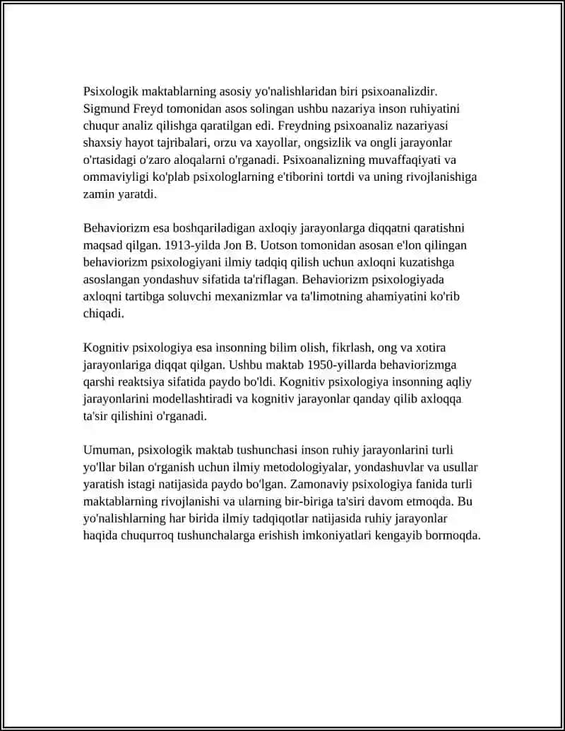 PSIXOLOGIK MAKTABLARNING YUZAGA KELISH TARIXI 4