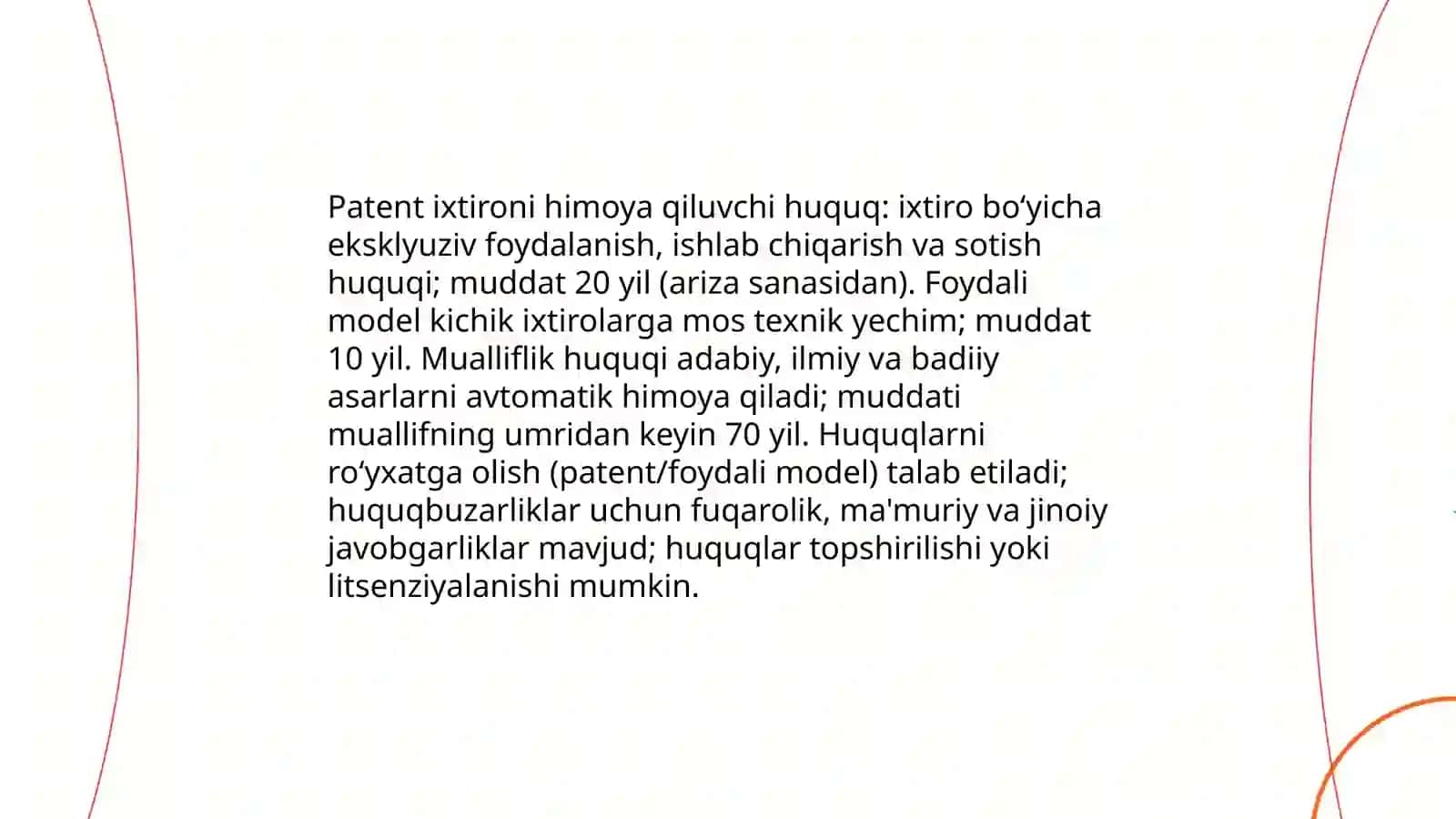 Innovatsion faoliyatning me’yoriy-huquqiy asoslari 4