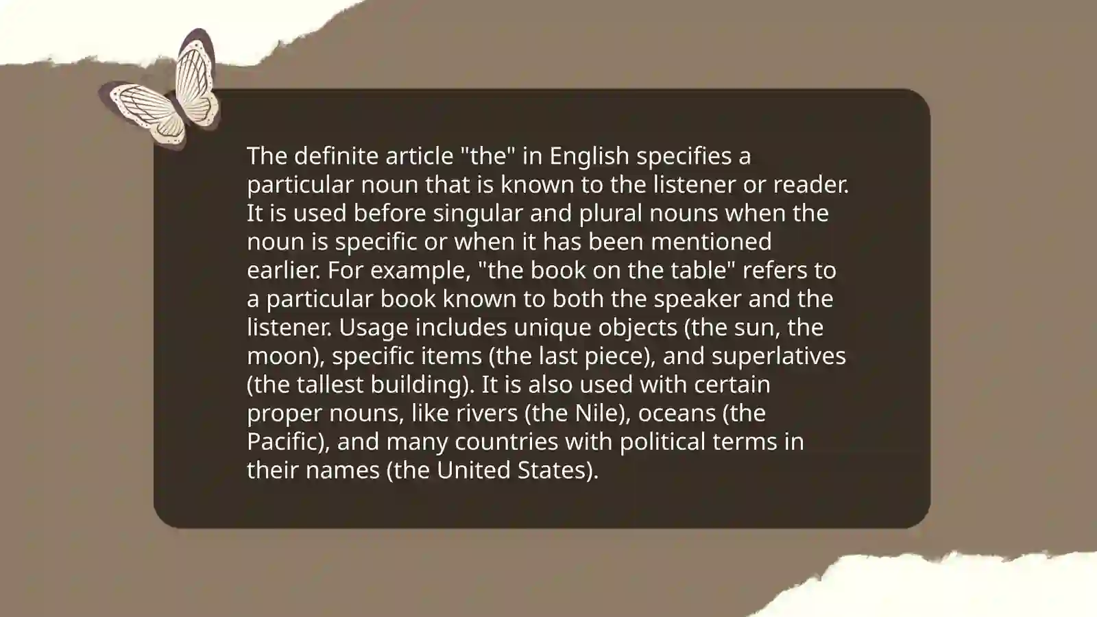 Definite and Indefinite articles 4