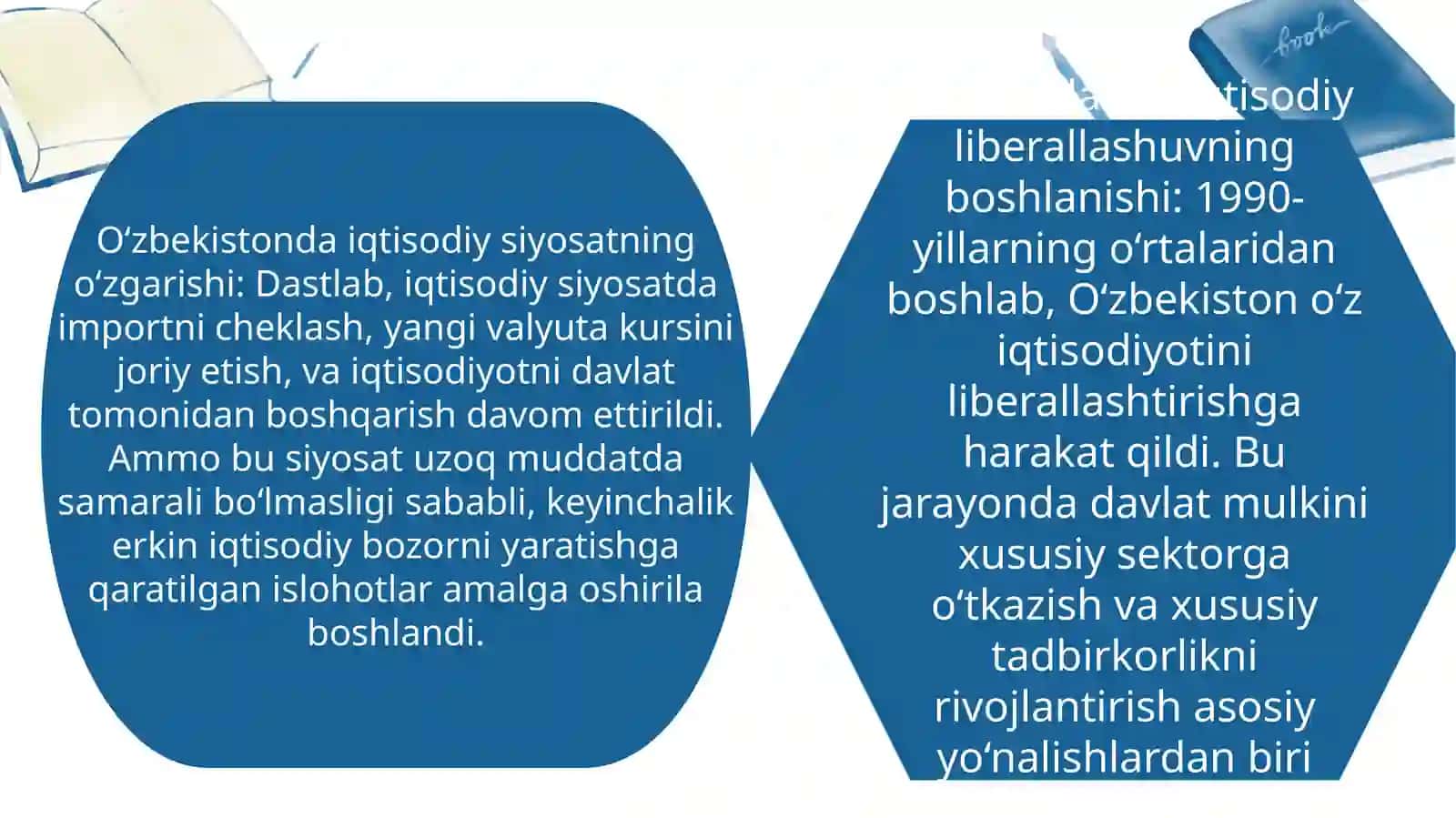 Iqtisodiy islohatlar xususiy mulkchilikning shaklanishi o`zbekistinda bozor munosabatlarining rivojlanishi 4