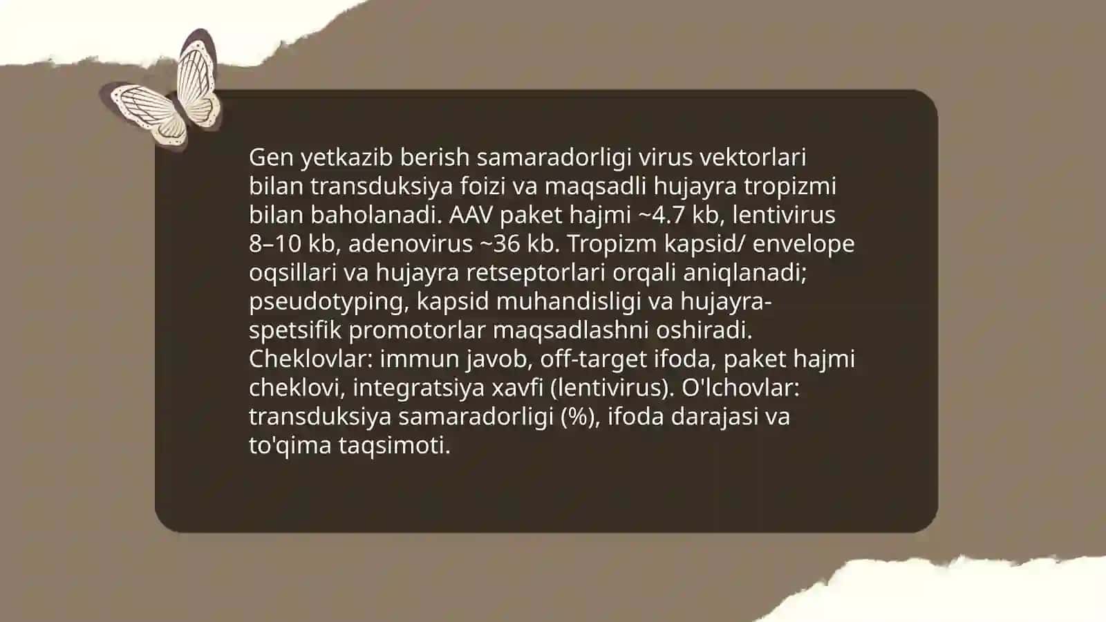 Viruslarni gen muhandisligida qoʻllanilishi. Imkoniyatlar va cheklovlar 4