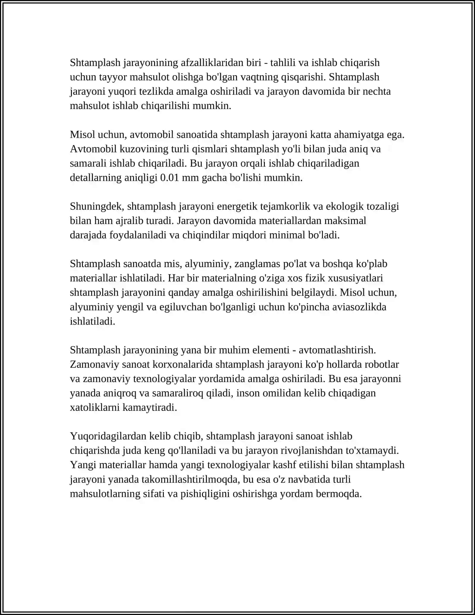 ISSIQ HOLDA HAJMIY SHTAMPLASHNING MOHIYATI VA SINFLANISHI 4
