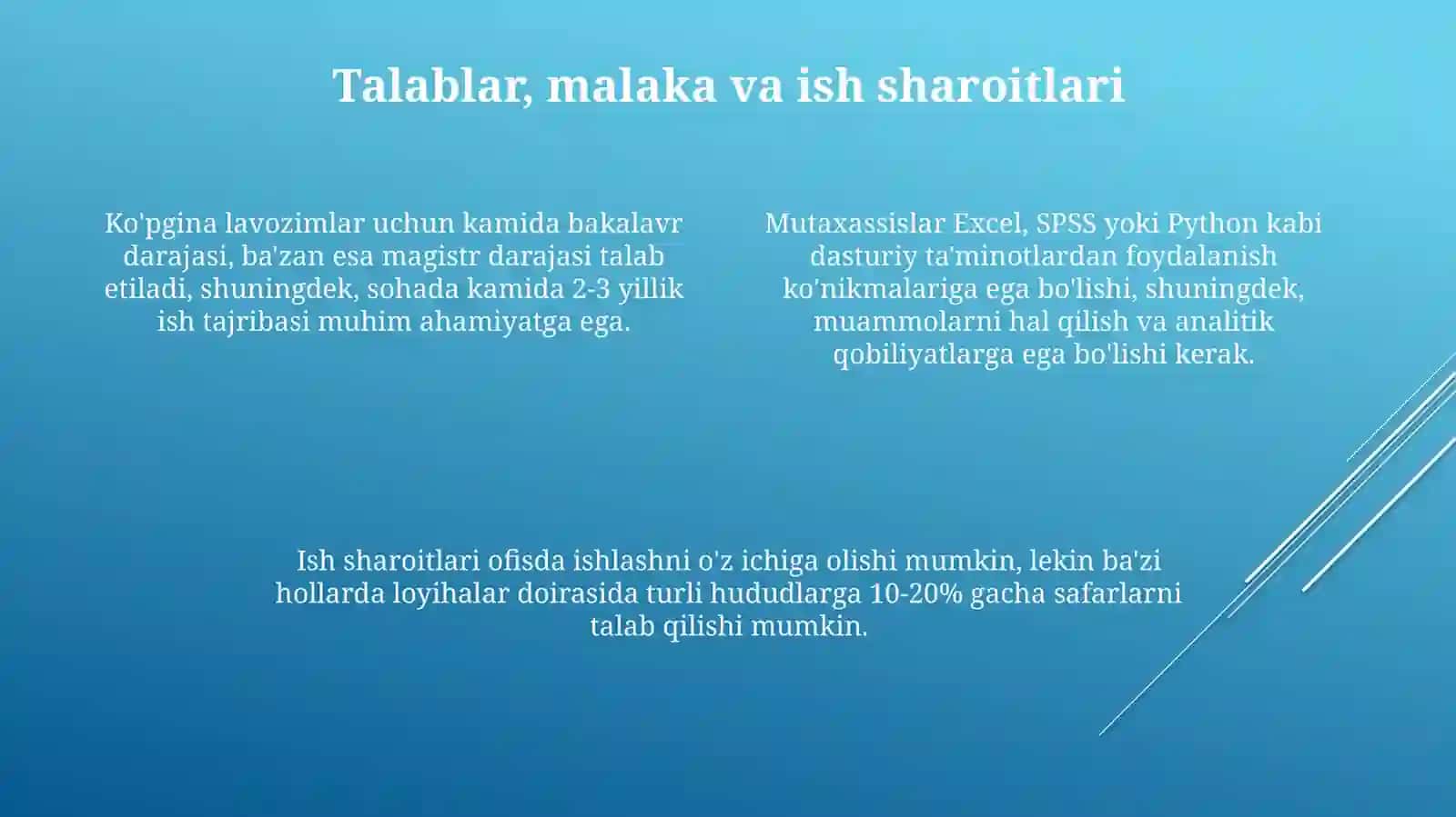 Kasblarning boʻlim va guruhlari boʻyicha oʻziga xos hususiyatlari 4