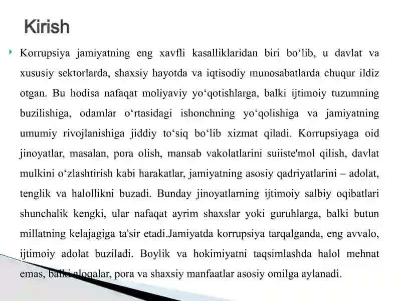 KORRUPSIYAGA OID JINOYATLARNING IJTIMOIY SALBIY OQIBATLAR 4