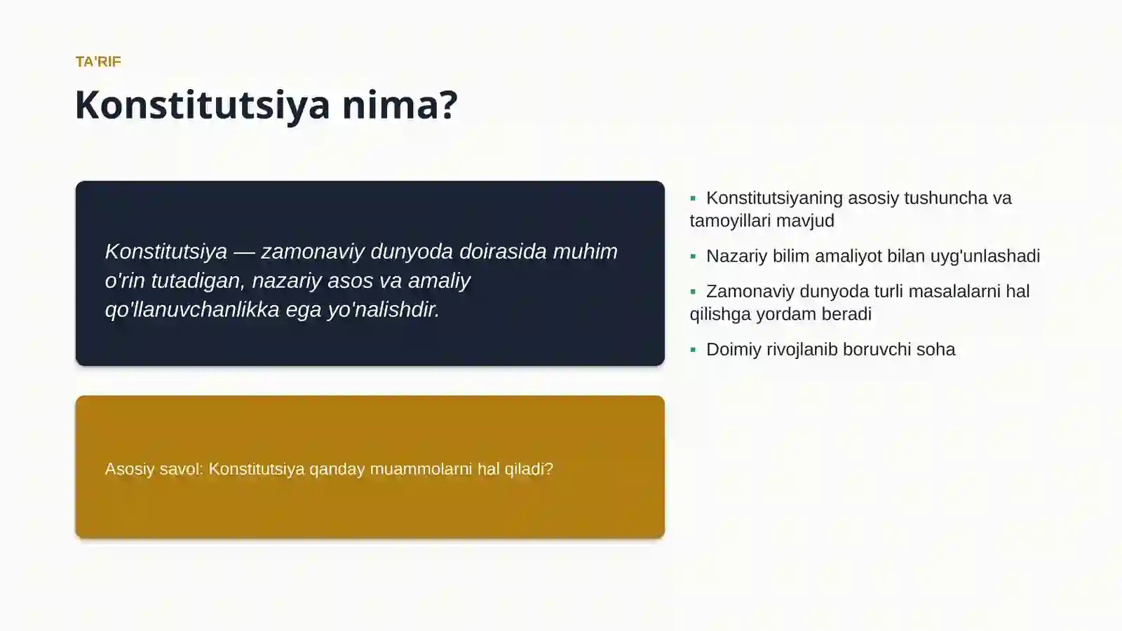 Konstitutsiya Muammolari va yechimlari 4
