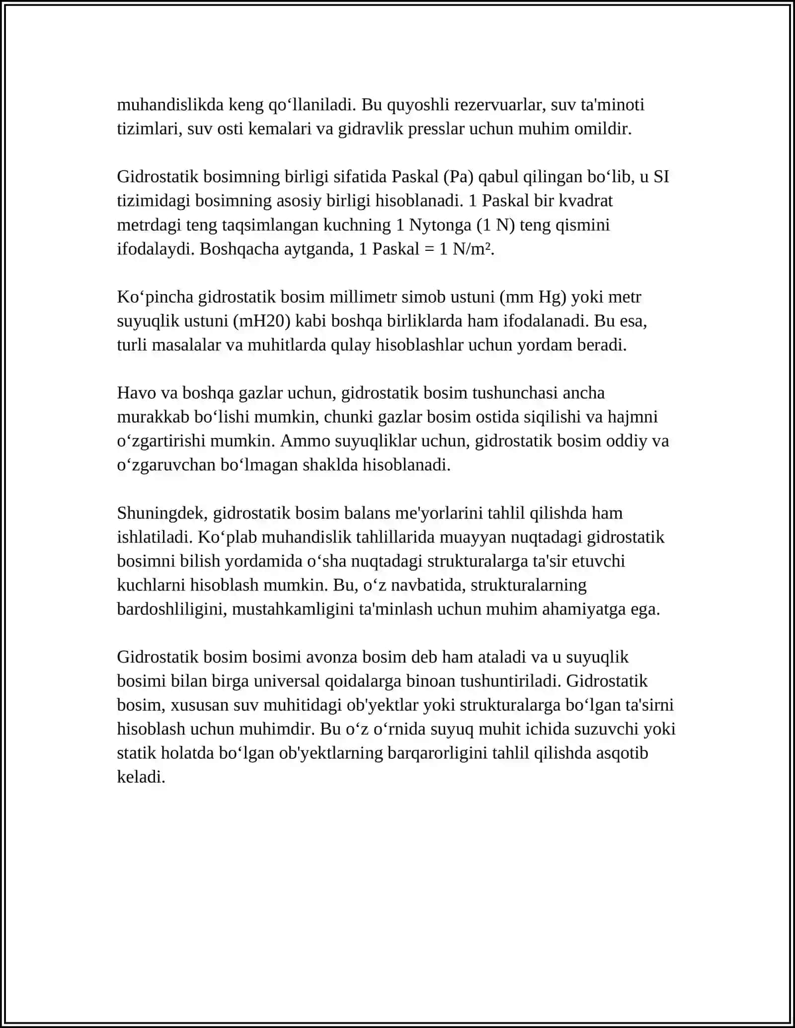 GIDROSTATIK BOSIMNI ANIQLASH 4