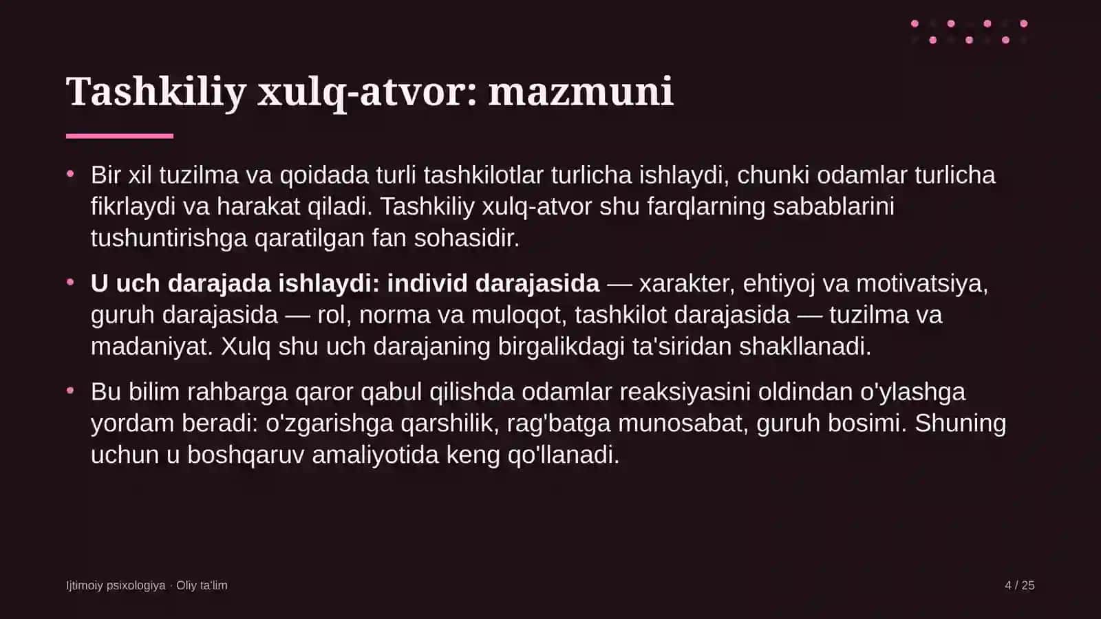 xizmat ko'rsatish sohasida tashkiliy xulq atvor 9494 4