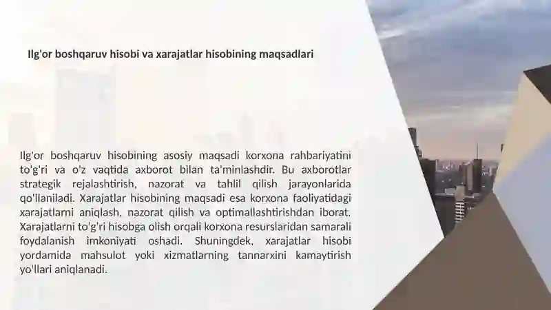 “Ilg’or boshqaruv hisobi”da xarajatlar hisobini yuritish 4
