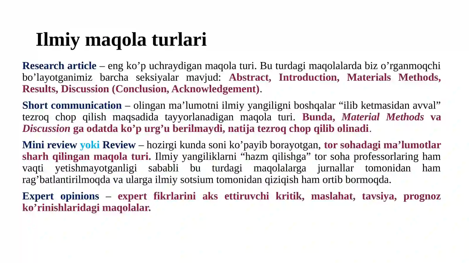 SIFATLI Ilmiy maqola yozish 4