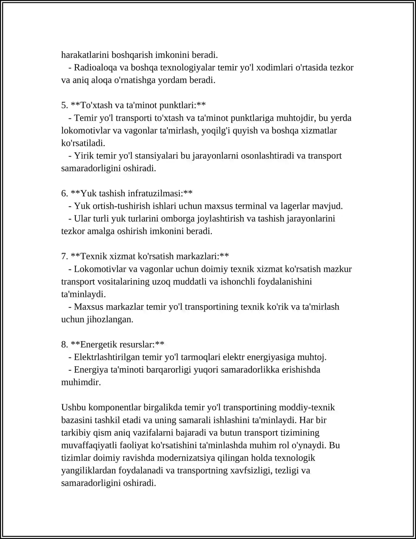 TEMIR YO'L TRANSPORTI MODDIY TEXNIK BAZASI RIVOJLANISHINI IQTISODIY BAHOLASH 4