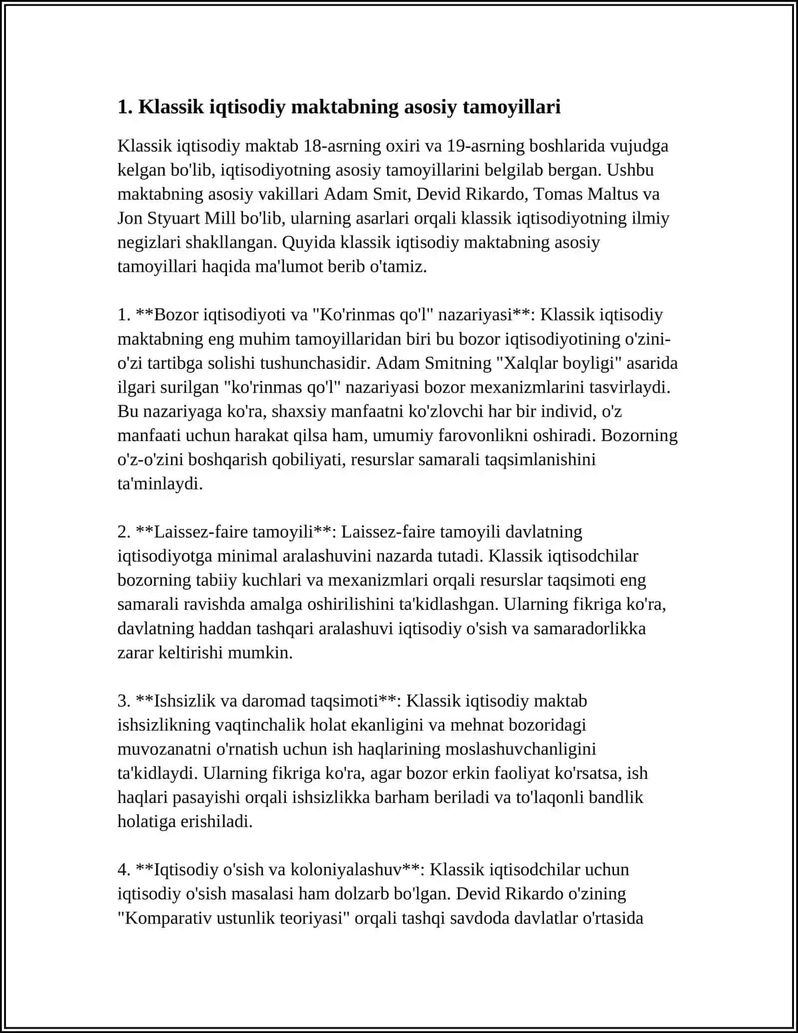 KLASSIK IQTISODIY MAKTABGA MUQOBIL G’OYALARNING MOHIYATI 4
