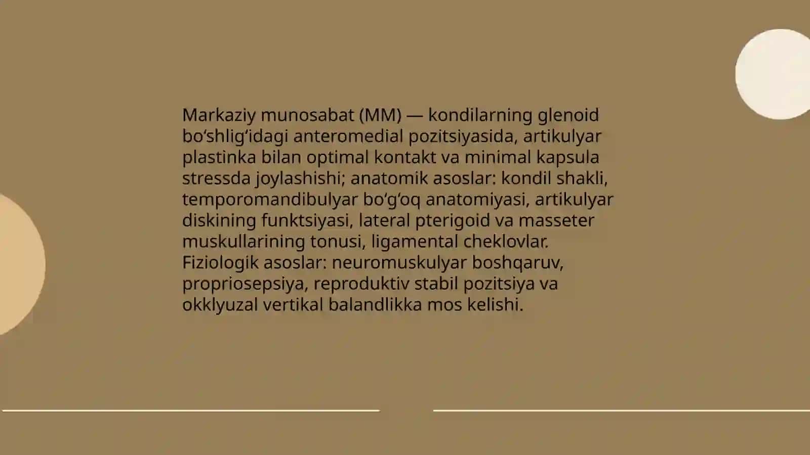 Markaziyokklyuziya, markaziy munosabat va alveolalararo balandlik tushunchalari 4