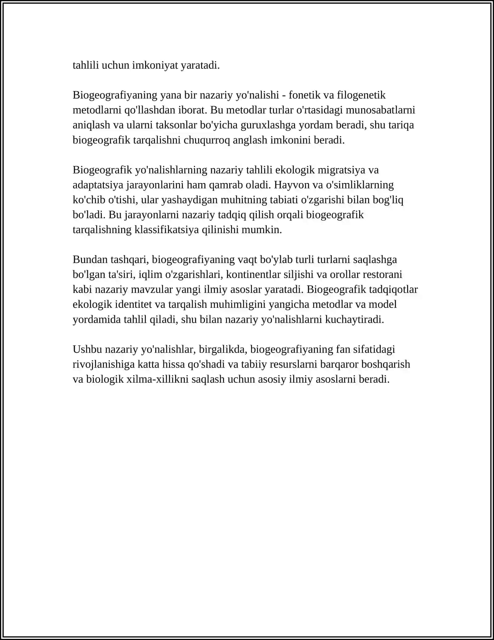 BIOGEOGRAFIYANING YONALISHLARINI TAHLIL QILISH 4