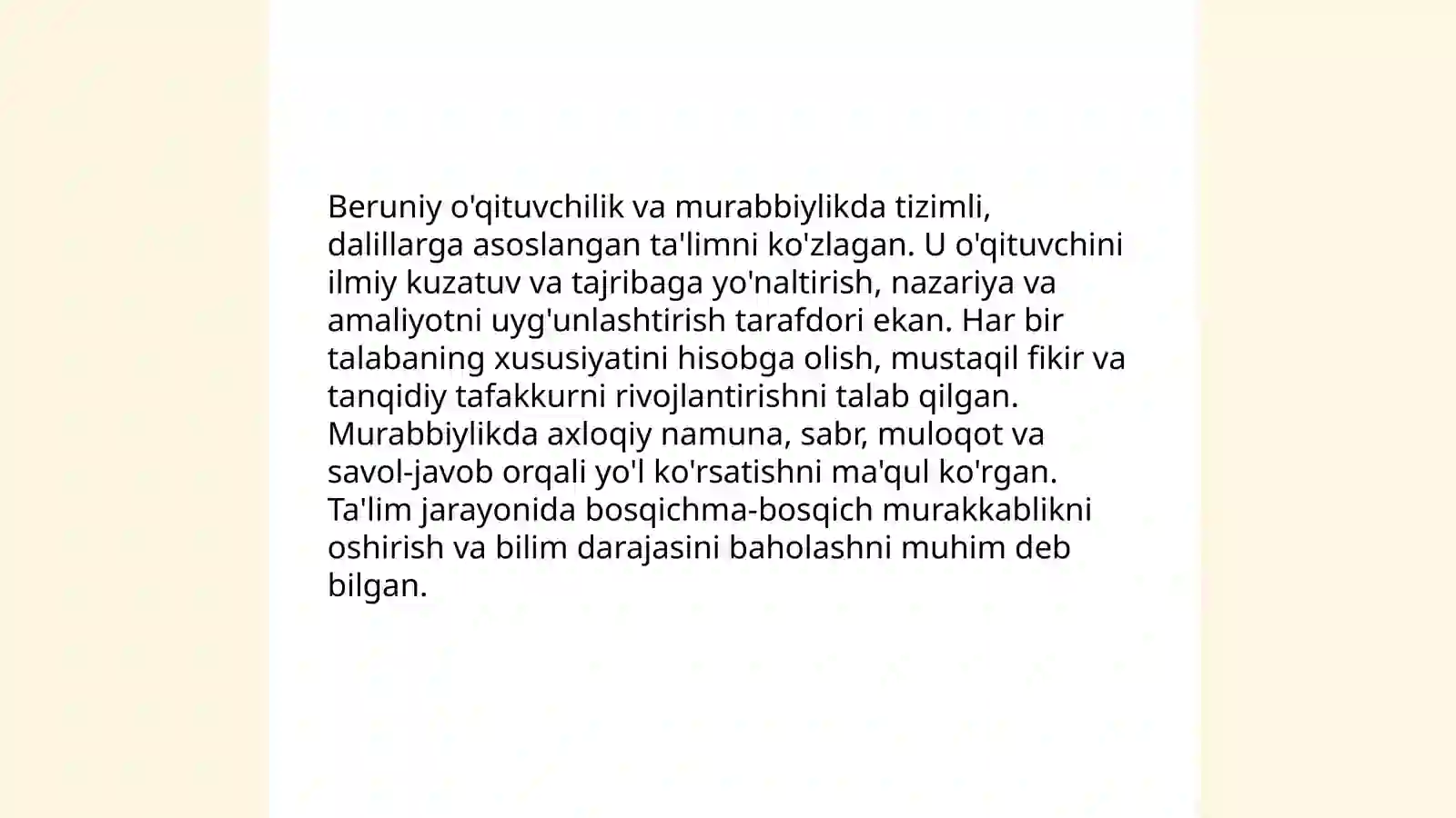 Abu Rayhon Beruniyning pedagogik qarashlari 4