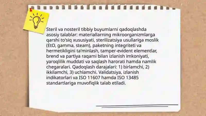 Dori vositalar, tibbiy buyumlar va farmasevtik tovarlarni qadoqlash va saqlash 4