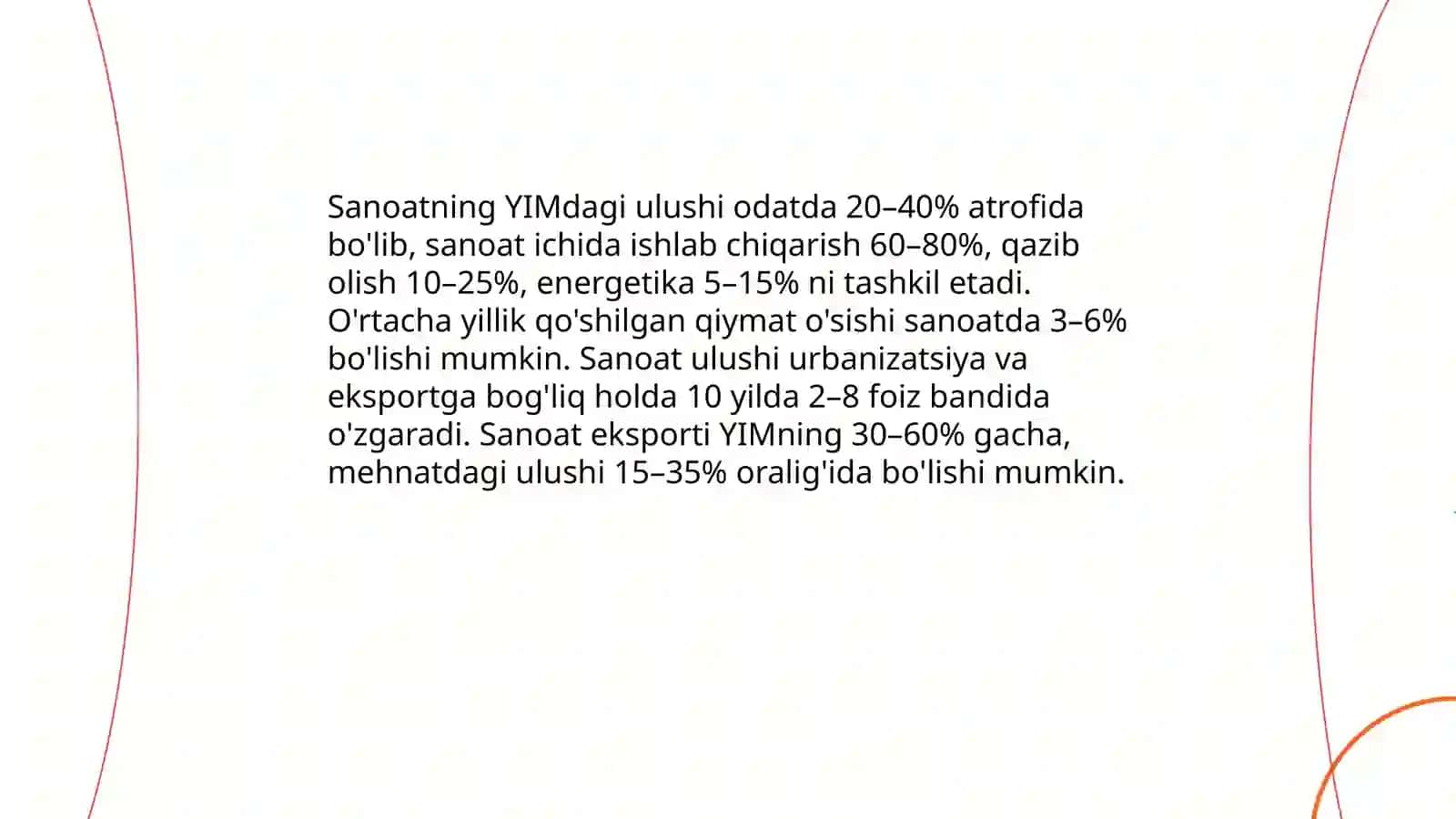 Mamlakat iqtisodiyotida sanoatning oʻrni 4