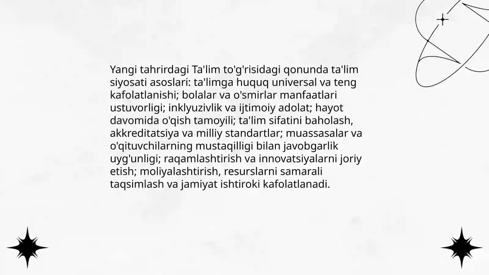 Yangi tahrirda qabul qilingan ta'lim to'g'risidagi qonuni mazmun-mohiyati 4