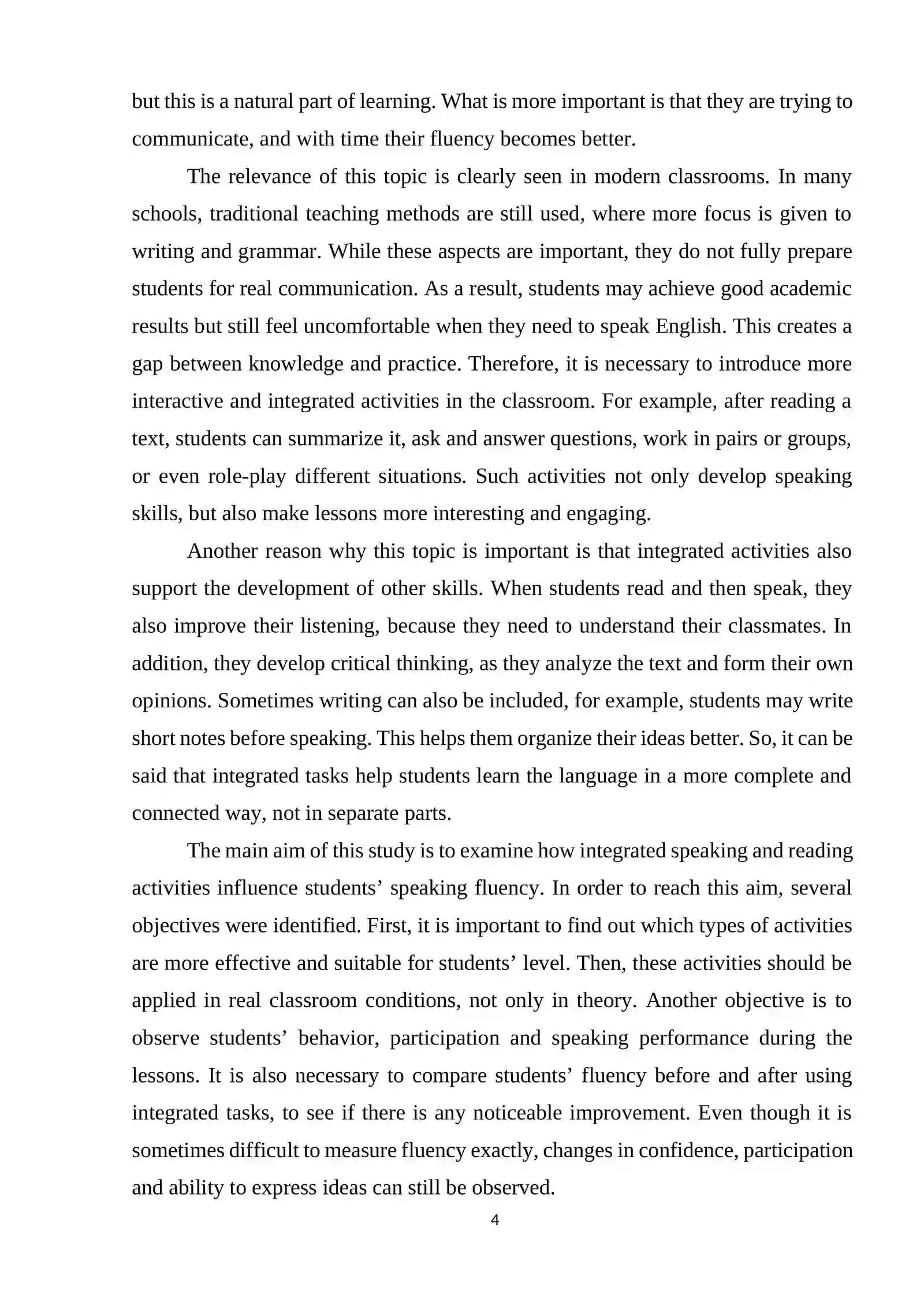 COURSE PAPER THEME: Developing Fluency Through Integrated Speaking and Reading Activities 4