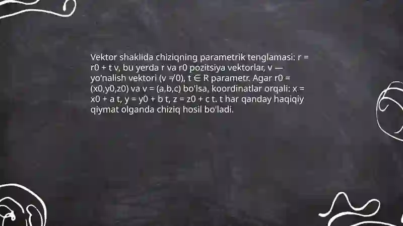 Chiziqlarning parametrik tenglamasi 4