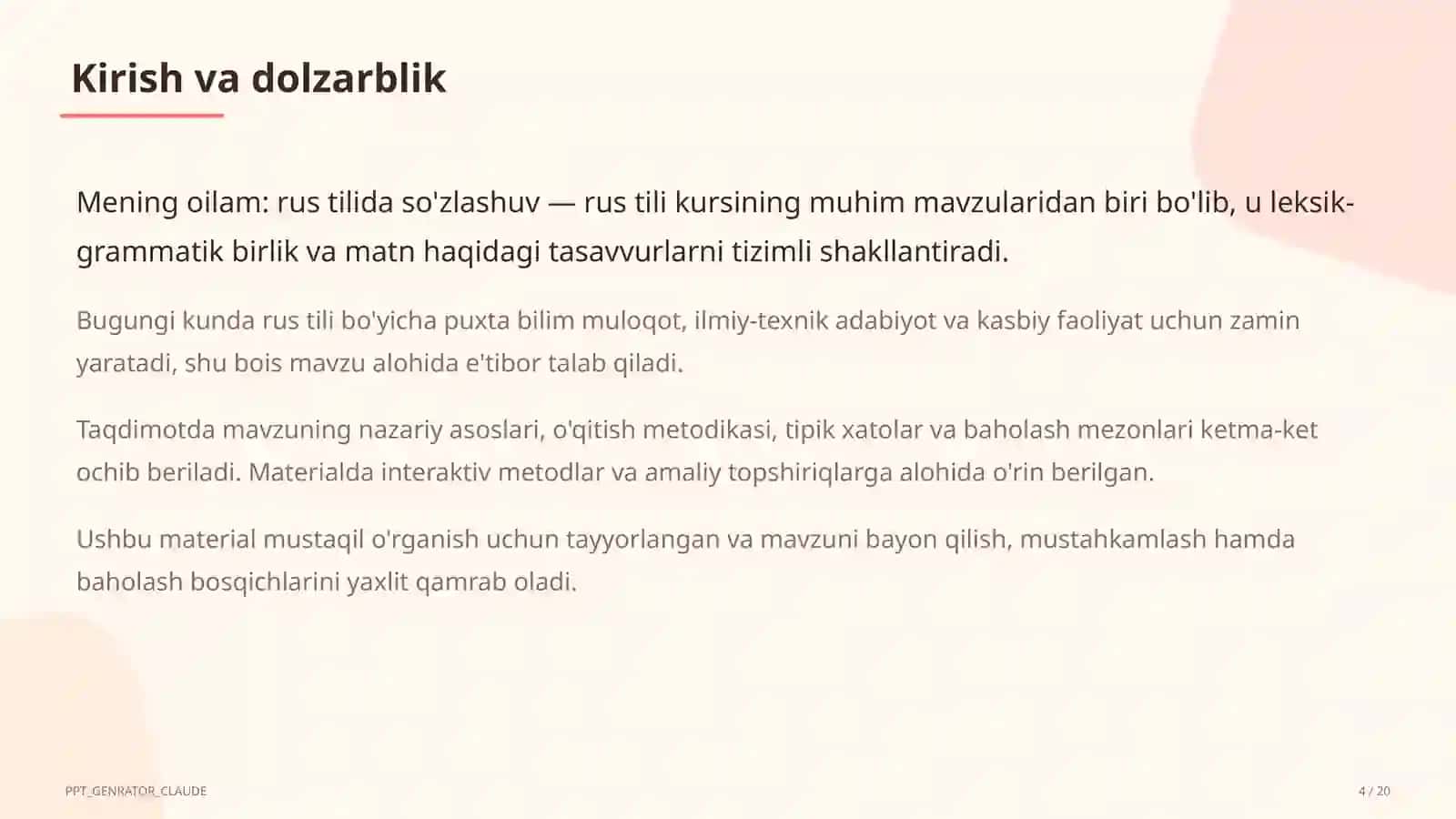 Mening oilam: rus tilida so'zlashuv (3-sinf) 4