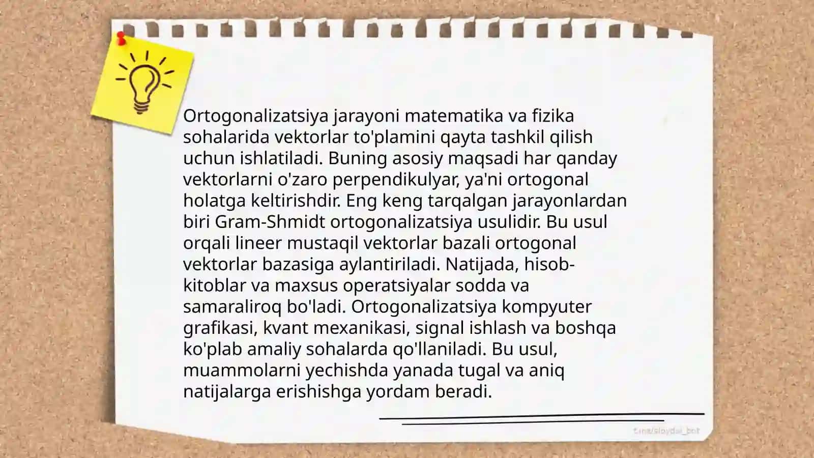 Ortogonallashtirish jarayoni.Ortogonat tŏldiruvchi va ortogonal proyeksiya 4