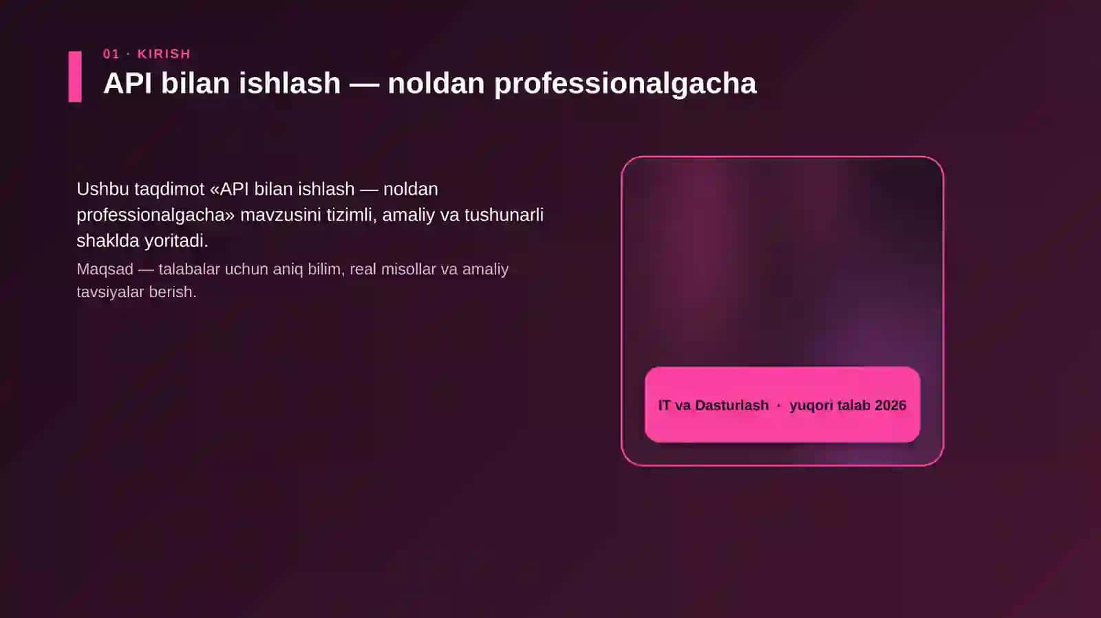 API bilan ishlash — noldan professionalgacha 3