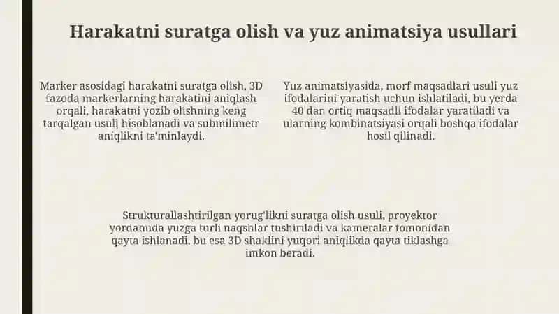 Kompyuter grafikasida yuz animatsiyasi va motion capture texnologiyasi 4