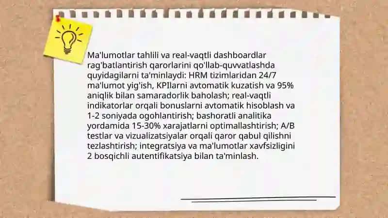 Rag'batlantirish tizimida zamonaviy texnologiyalar (Masalan HRM dasturlaridan foydalanish) 4