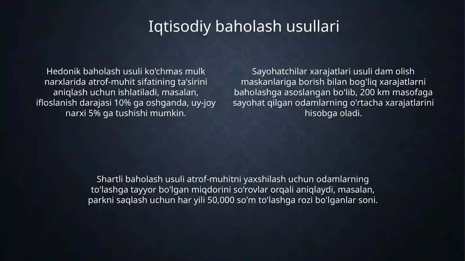 Tabiatni himoya qilish va iqtisodiy tahlil 4