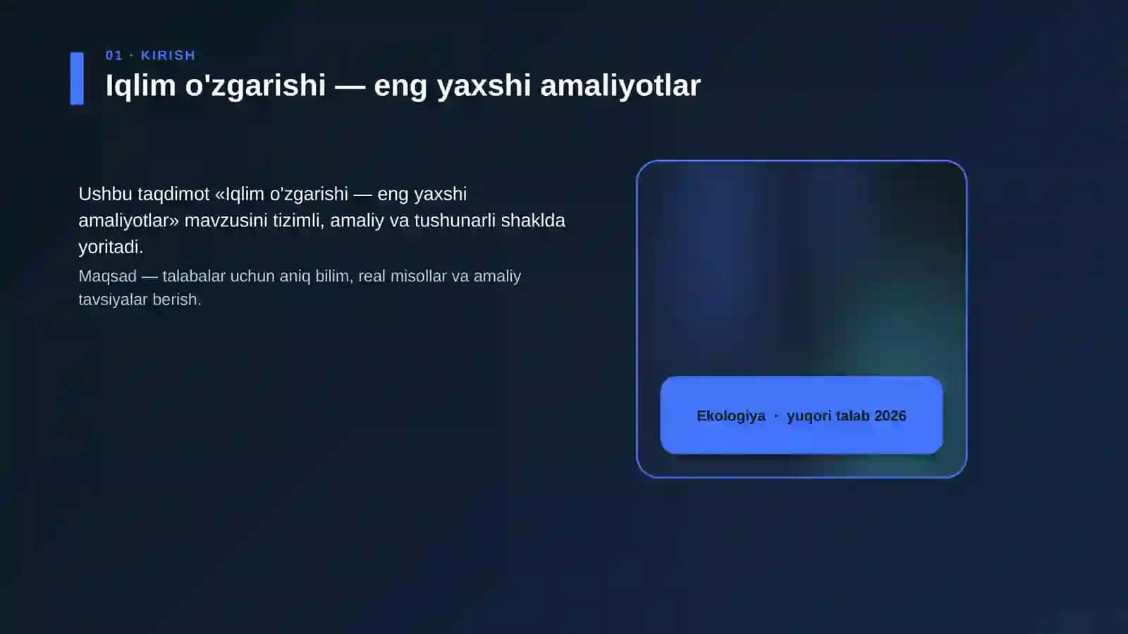 Iqlim o'zgarishi — eng yaxshi amaliyotlar 4