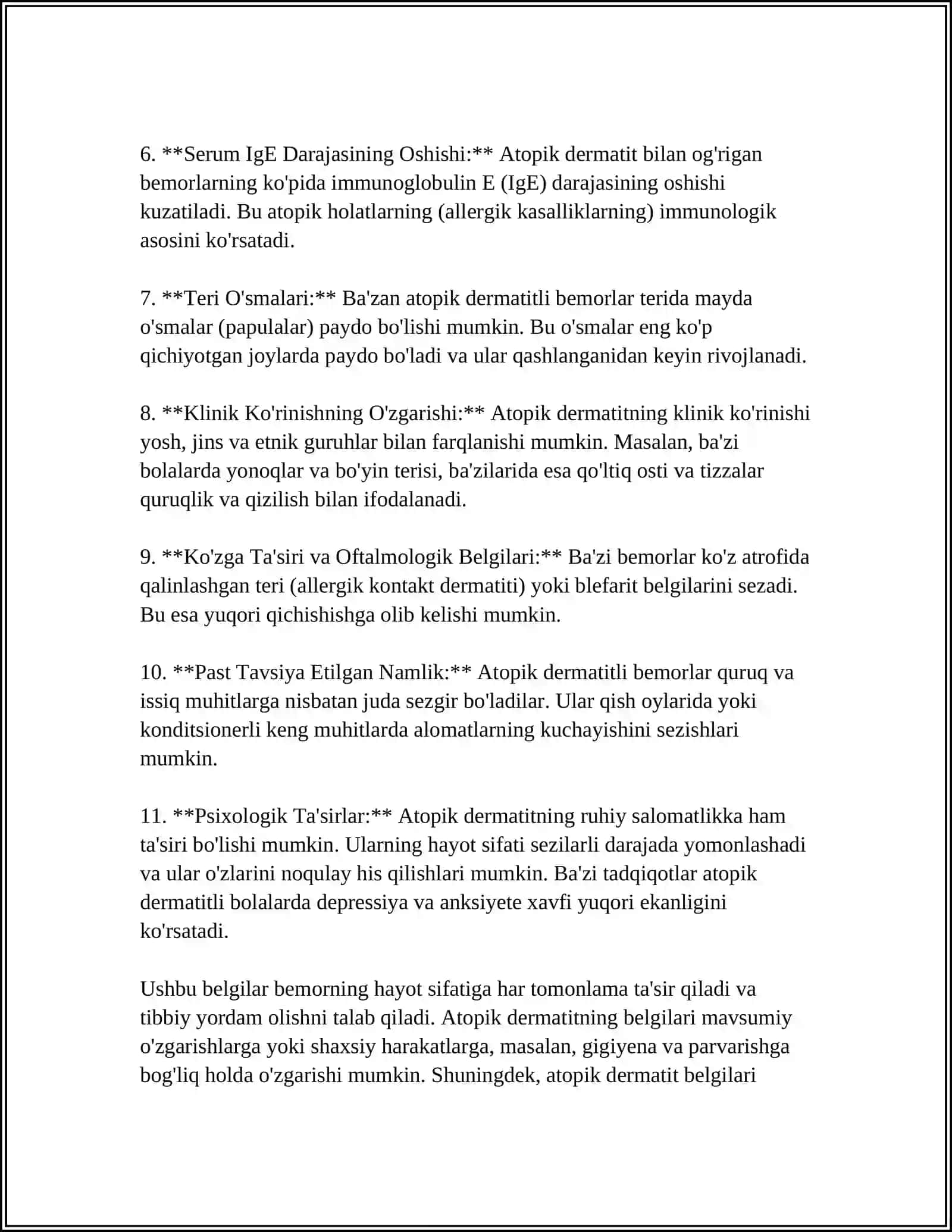 Atopik dermatit, bolalar qichimasi, eshakyemi 4