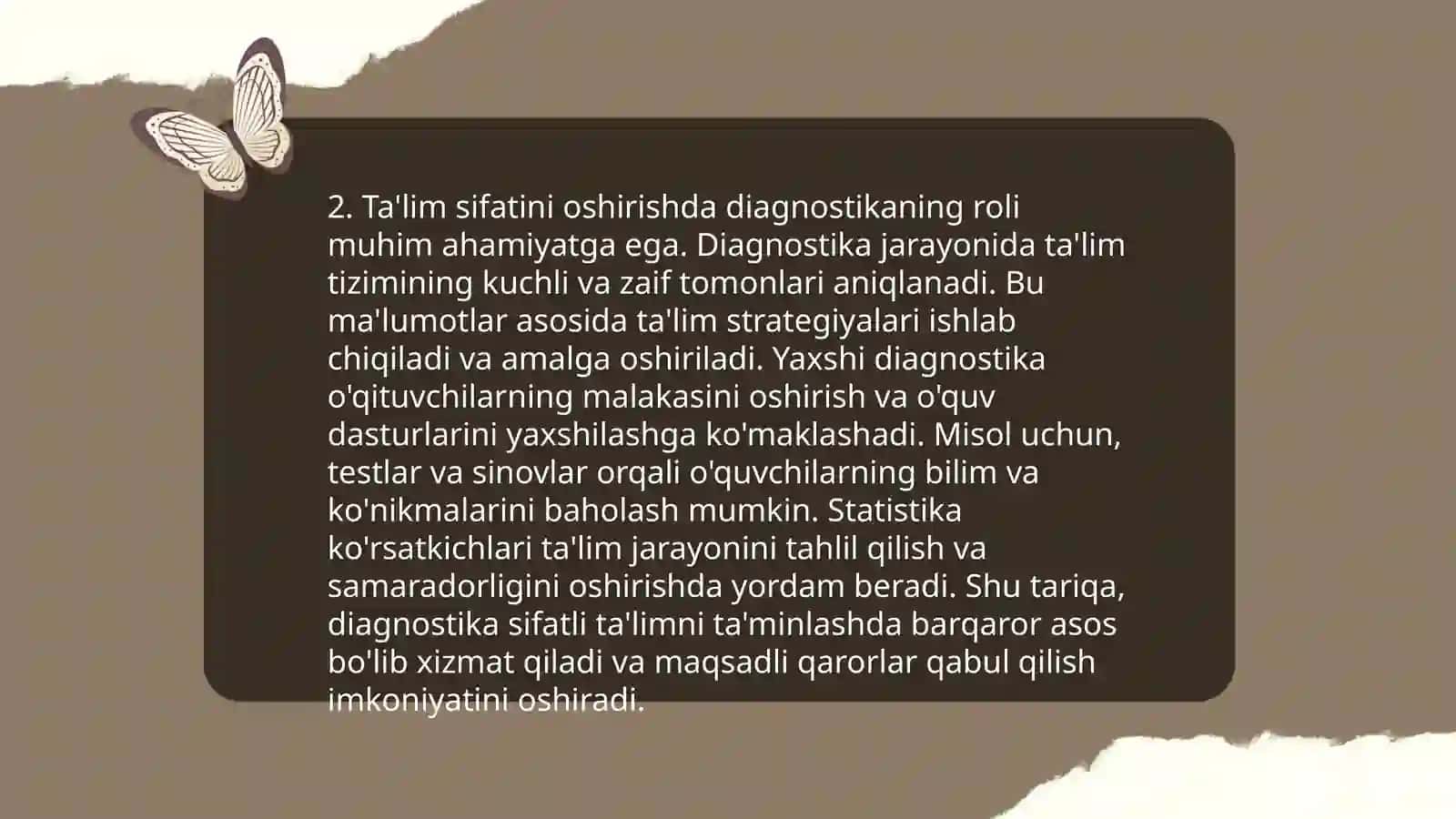 O'zbekistonda mustaqillik yillarida pedagogik diagnostika sohasida amalga oshirilgan ishlar va ularning natijalari Abdukarimova Mubina 4