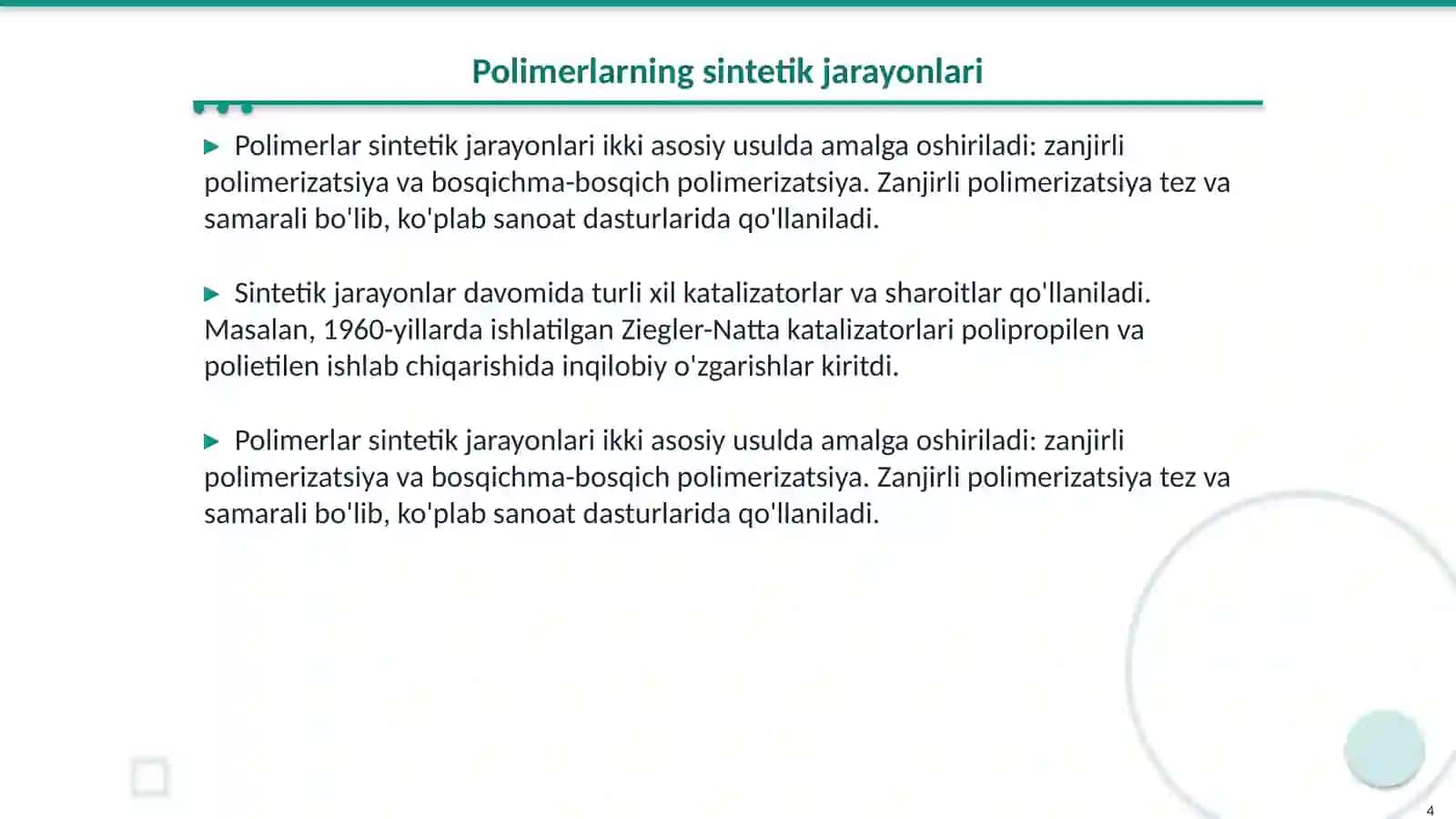 Mоlеkulyar massalari nazorati asoslari 4