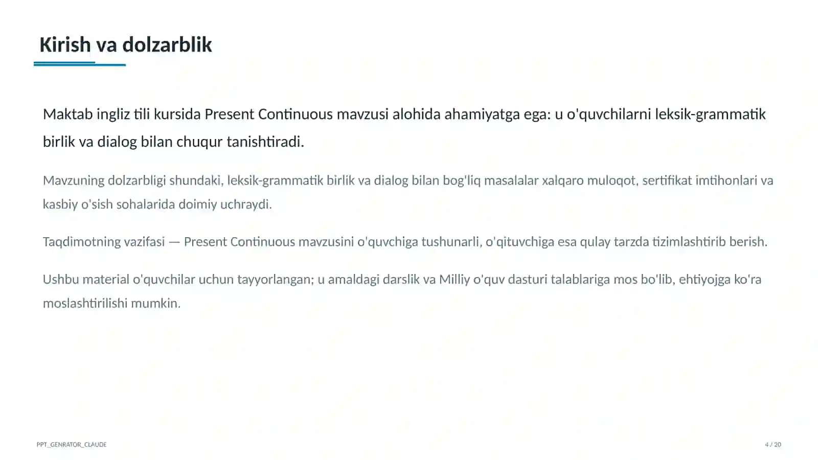 Present Continuous (5-sinf) 2