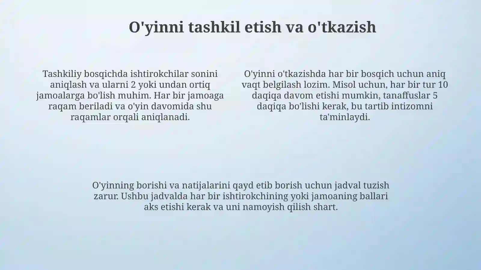Harakatlio‘yinlarni tashkil etish va o‘tkazish 4