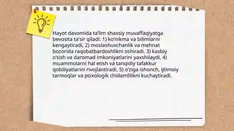 Hayot davomida ta'lim muvaffaqiyat vositasi sifatida 4