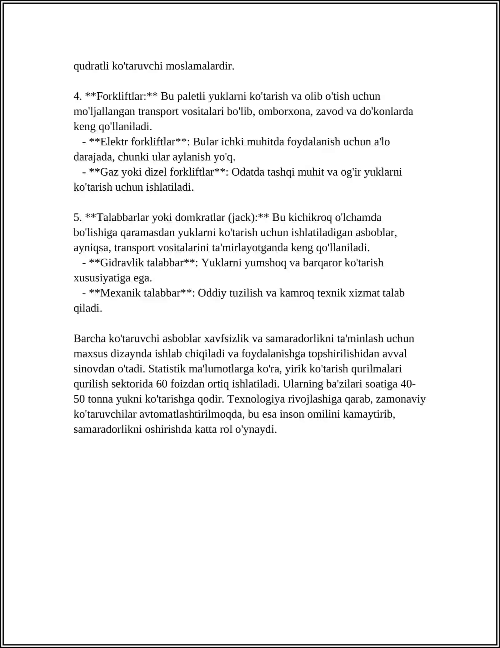 KOTARUVCHI ASBOBLARNING TUZILISHI KOTARISHI QOYDASI VA TARTIBI 4